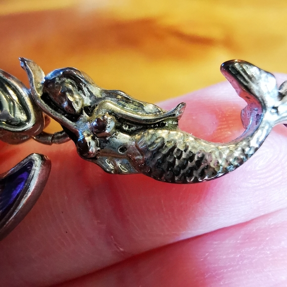 Mermaid and Wave Enamel on Silver Tone Bracelet - Picture 10 of 16